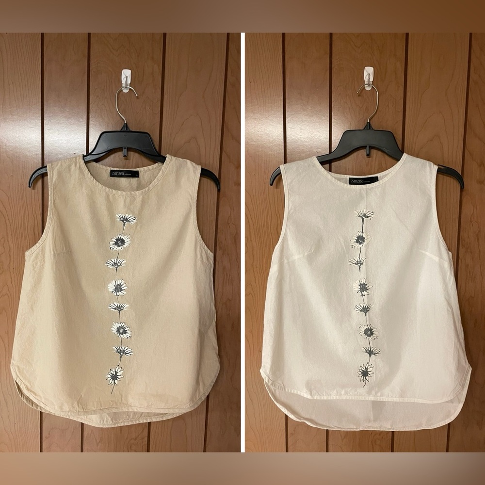 Zanzea Women's Sleeveless Tops - Cream and White